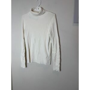Maeve Anthropologie Sweater Womens XL White Ribbed Turtleneck Knit Pullover